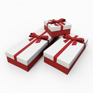 3D Gift Boxes - Low and Long Trio with Fixed Ribbon Bow