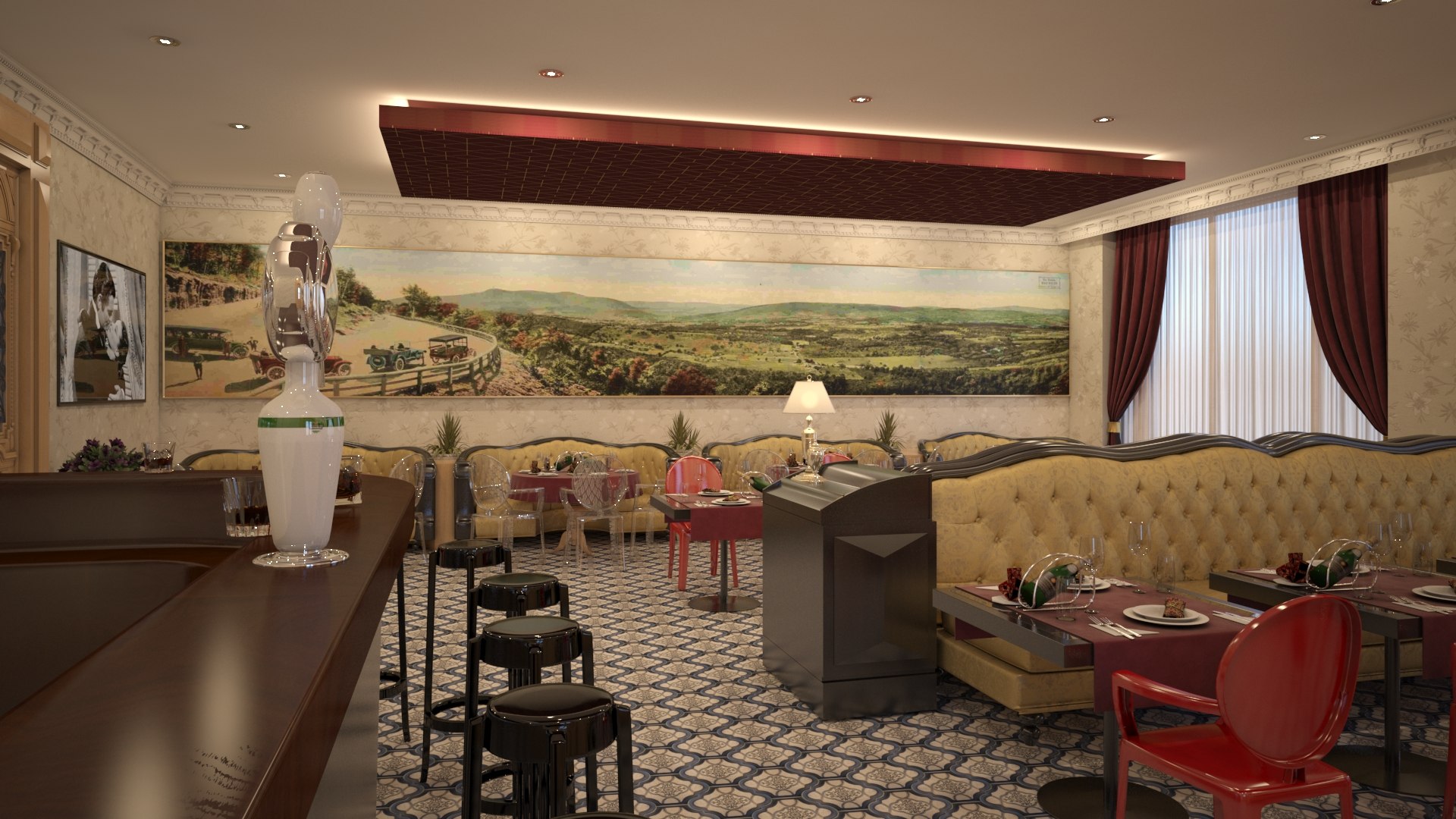 3D Classic Restaurant Bar Model - TurboSquid 1684086