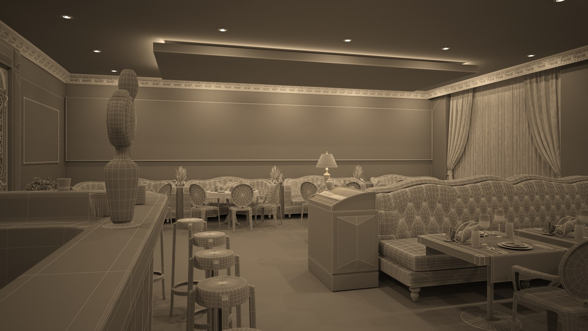 3D Classic Restaurant Bar Model - TurboSquid 1684086