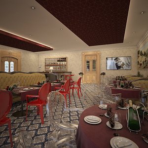 3D classic restaurant bar model