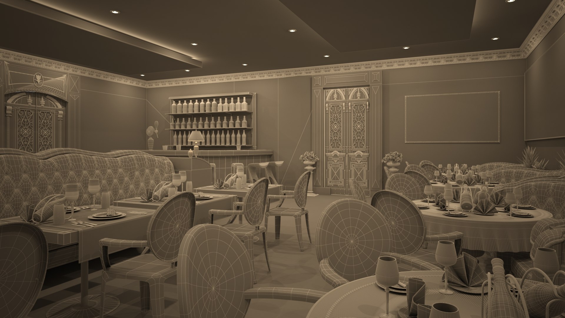 3D Classic Restaurant Bar Model - TurboSquid 1684086