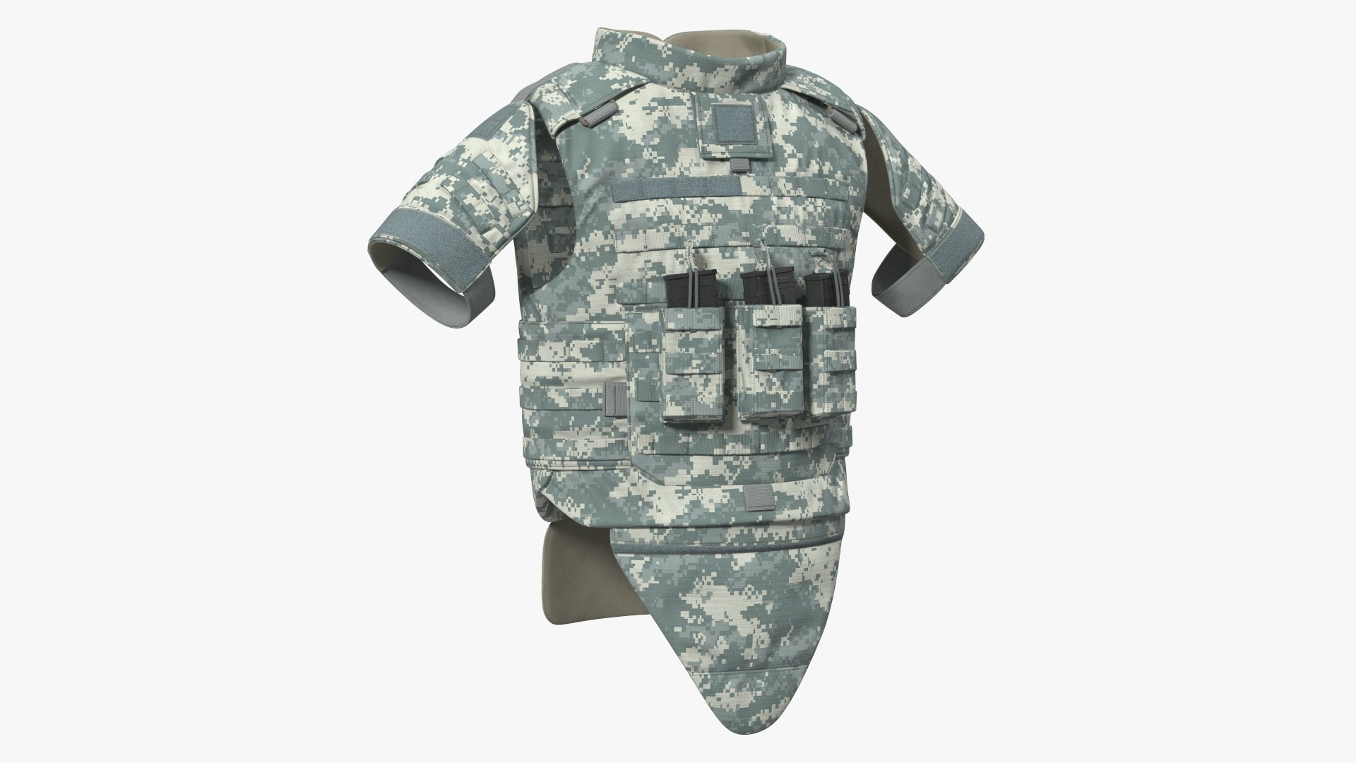 Tactical Military Vest Grey Camo 3D model preview