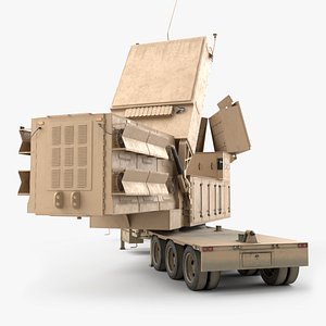 3D model Used Tactical Radar Trailer Dusty Finish Rigged for Cinema 4D