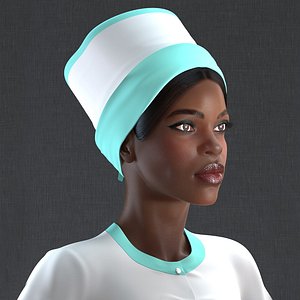 3D model dark skinned black nurse