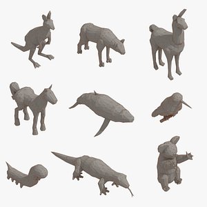Low Poly Art Animals Isometric Icon Pack 07