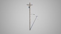Wooden Electric Power Transmission Pole