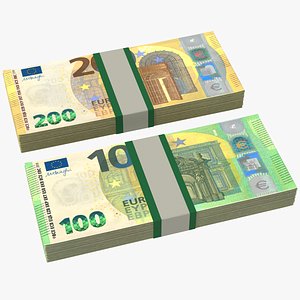 euros bills stacks 3D model