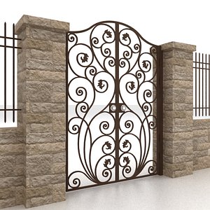 3d model metal gate fence
