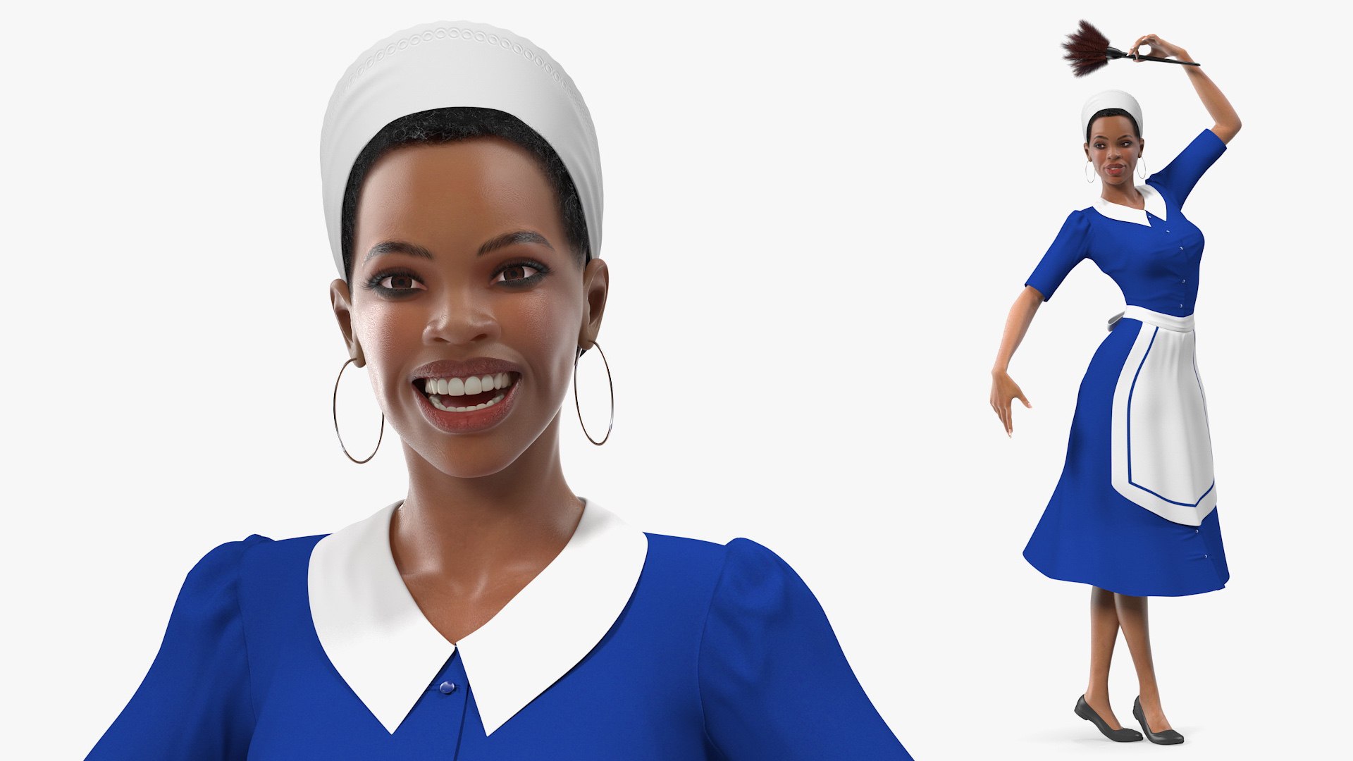 Light Skin Black Maid Rigged for Cinama 4D 3D model preview