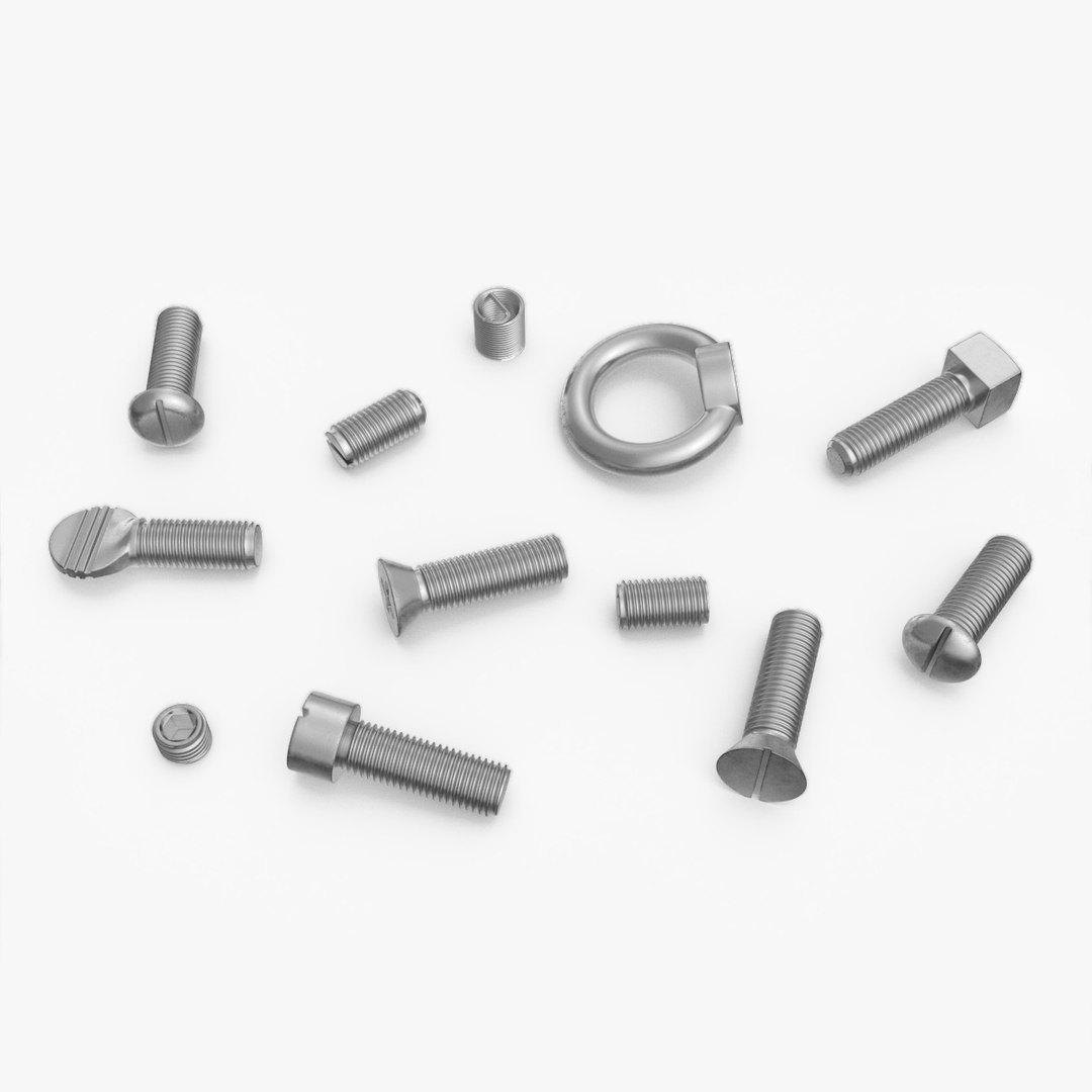 Chromed Steel Screw Kit 3D model preview