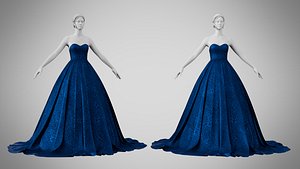 Dress 47 Indigo Velvet With Design