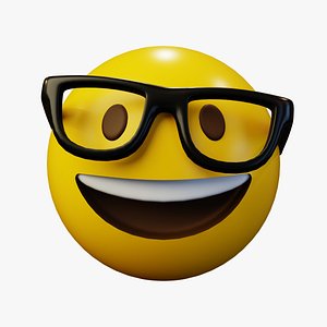 Nerd Glasses Face Emoticon Emoji or Smiley 3D model
