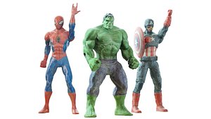 3D Three superhero toys model