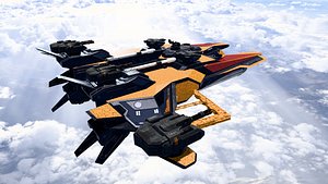 Space Battle Ship with Missiles and Gun Turret