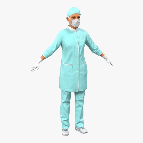 3d female surgeon mediterranean modeled