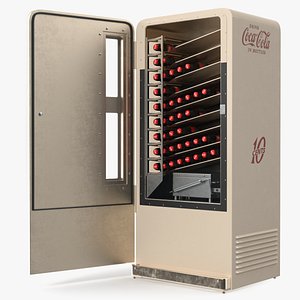 Retro Coca-Cola Cooler With Visible Glass Bottles