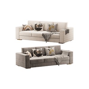 3D Furniture Port 3 Seater Off White Wooden Sofa model