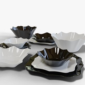 3D Full collection of dishes - Luminarc Authentic Low-poly 3D model