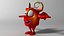 Monstro vermelho de desenho animado com armadura