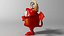 Monstro vermelho de desenho animado com armadura
