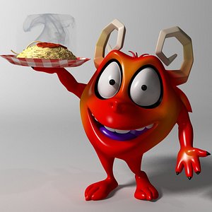 3D Cartoon Red Monster Rigged