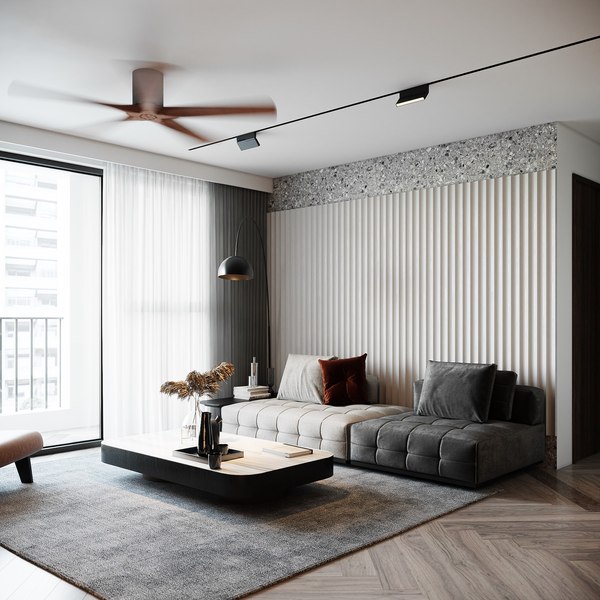 3D Living Room - Kitchen Interior 20