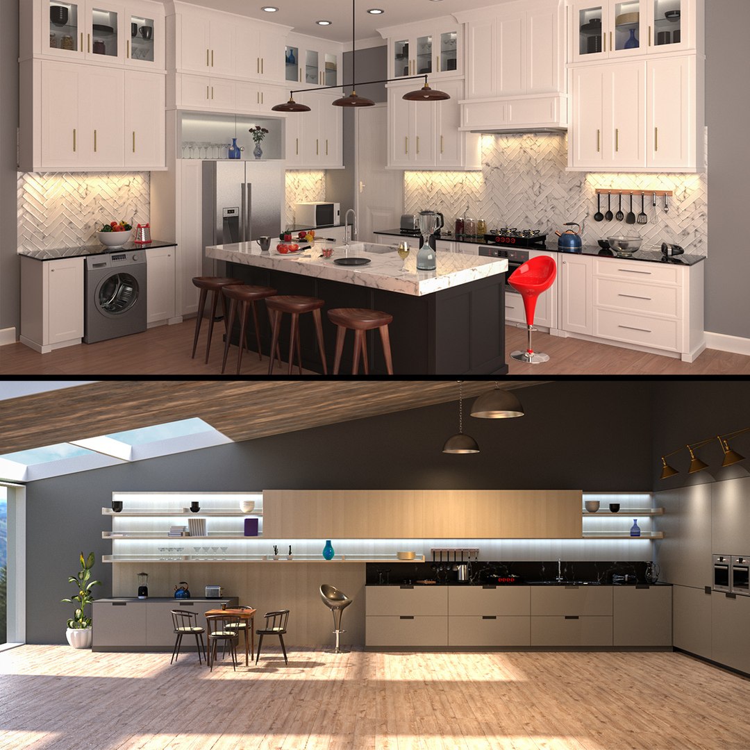 3D Kitchen Collection 002 - Two Scenes PBR - TurboSquid 1923292