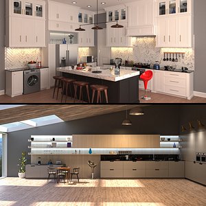 3D Kitchen Collection 002 - Two Scenes PBR