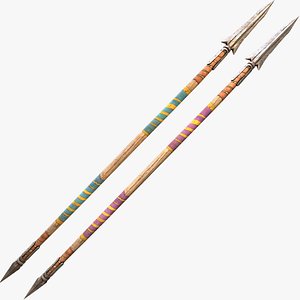 Medieval Wooden Spear Lance Weapon 3D model
