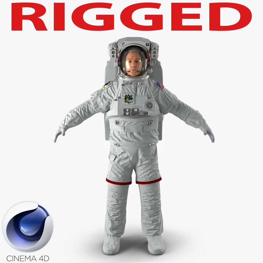 Astronaut Nasa Extravehicular Mobility Unit Rigged for Cinema 4D 3D Model preview