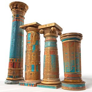 3D model Ancient egyptian pillars pack