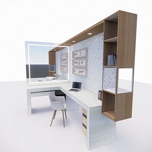 Study desk whit dress table 3D model