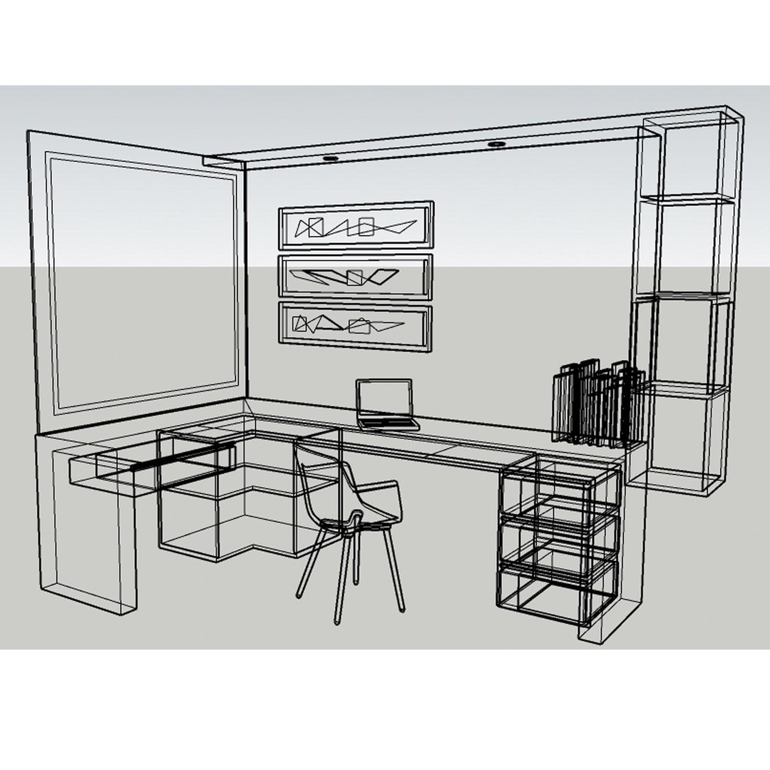 Study Desk Whit Dress Table 3D Model - TurboSquid 1951991