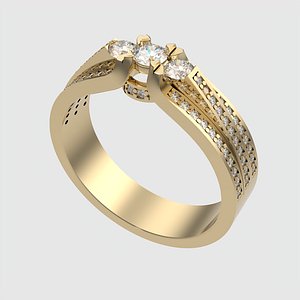 Triple Stone Engagement Ring JDBCo 3D model