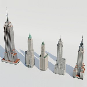 3D Tall Old Skyscrapers New York City