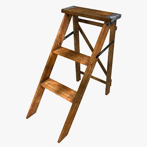 old wooden step ladder 3d 3ds