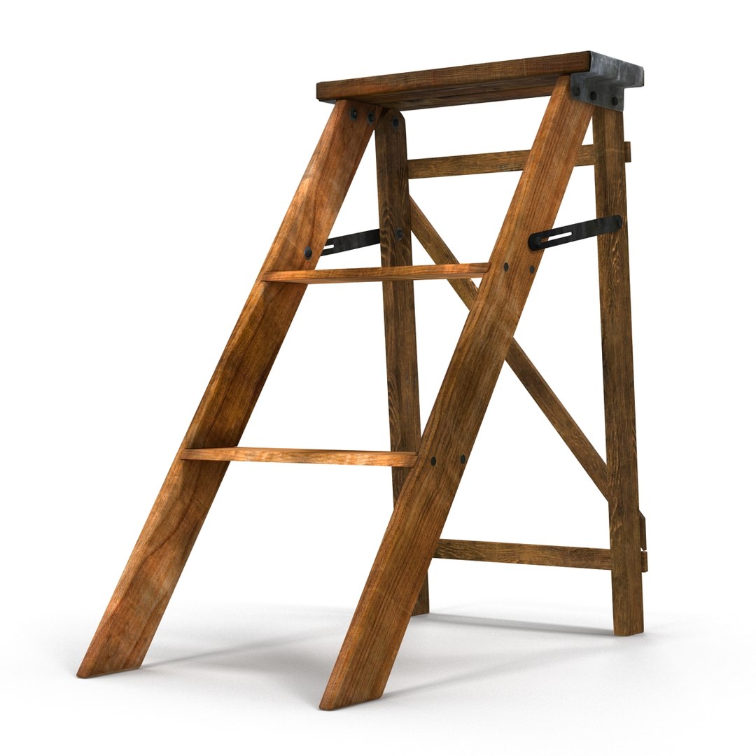 Old Wooden Step Ladder 3d 3ds   Oldwoodenstepladder3dmodel03 