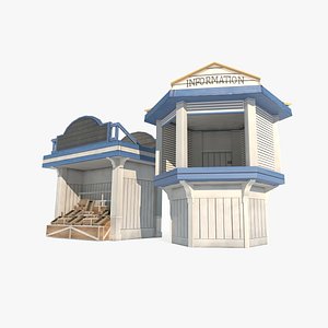 Modern architecture roadside shop model