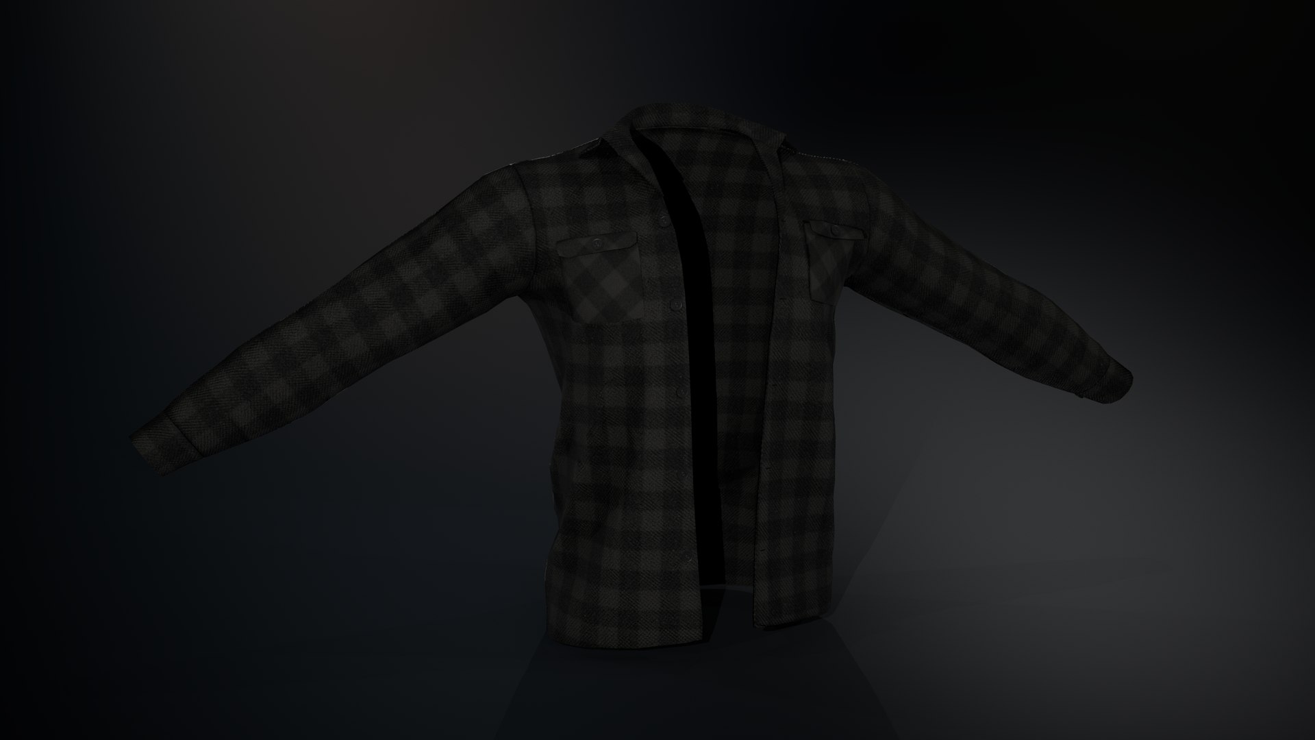 3D Black Flannel Shirt - TurboSquid 1733470