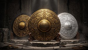 Fantasy Round Shield Valhalla - 3 Skins PBR Game Ready