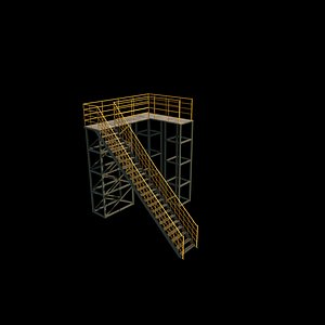 Industrial stair 02 3D model model