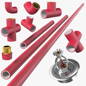 Fire Sprinkler Head with Pipes Set