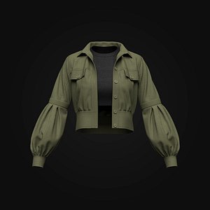 Corduroy Cropped Jacket 3D model