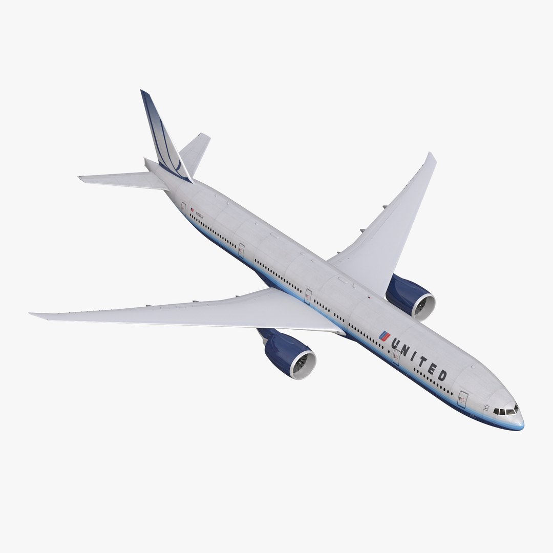 Boeing 777-300ER United Airlines Rigged 3D model preview