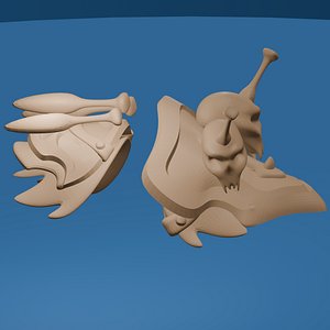 3D Fantasy Pauldrons with Skulls and Daggers