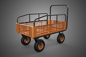 3D model CARGO CART WAGON WAREHOUSE GARDEN CRATE RACK TROLLEY WHEELBARROW