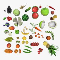 24 Fruits cartoon Rigged