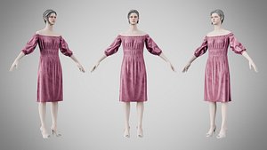 3D Dress 16 Dusty Rose Velvet model