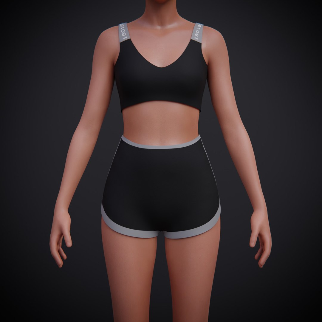 Exercise Fitness Outfit - Sports Bra and Shorts Sports wear 3D model https://p.turbosquid.com/ts-thumb/dA/hTbtYs/HK/wo2/jpg/1668760812/1920x1080/fit_q87/4dc21c2b6e0e710d919265e799ca98fcacfc718c/wo2.jpg