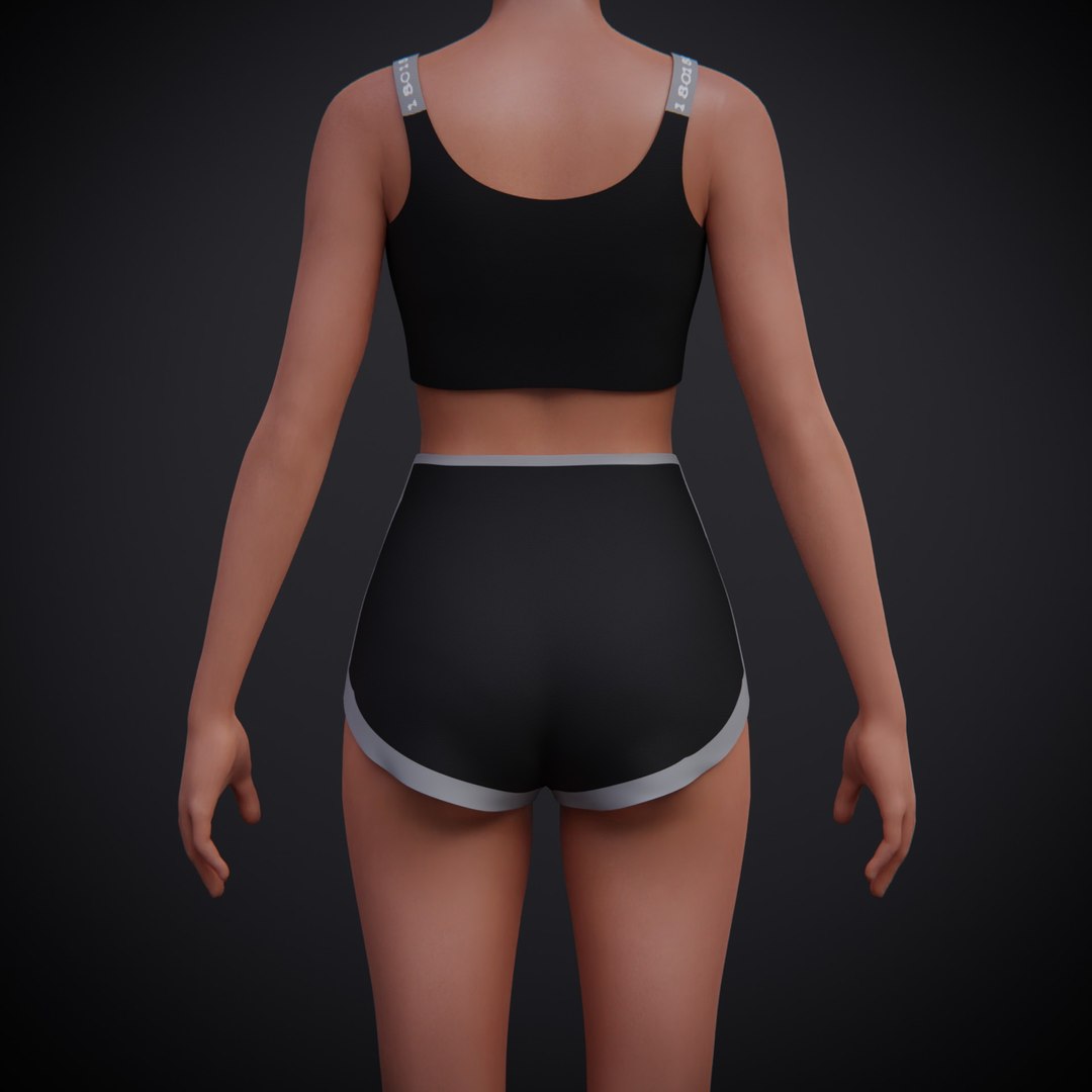 Exercise Fitness Outfit - Sports Bra and Shorts Sports wear 3D model https://p.turbosquid.com/ts-thumb/dA/hTbtYs/g6/wo1/jpg/1668760810/1920x1080/fit_q87/4bfa3c6ac4f26575ae1f2292c6d5ccc48ccbe788/wo1.jpg